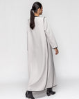 Structured Abaya in Ivory with Black Details