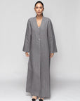 Linen Abaya in Metallic Gray