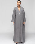 Linen Abaya in Metallic Gray RTW