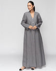 Linen Abaya in Metallic Gray