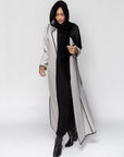 Structured Abaya in Ivory with Black Details