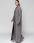 Linen Abaya in Metallic Gray