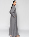 Linen Abaya in Metallic Gray RTW