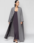 Linen Abaya in Metallic Gray RTW