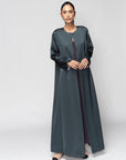 Satin Abaya in Dark Green