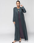 Satin Abaya in Dark Green