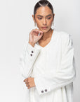 Textured Abaya in White