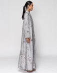 Flowy Light Gray Floral Abaya