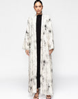 Flowy Off-White Floral Abaya