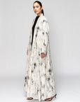 Flowy Off-White Floral Abaya