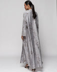 Flowy Light Gray Floral Abaya