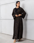 Side Tie Abaya in Golden Black