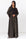 Loose Double Collar Linen Abaya Black - Gold