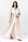 Loose Double Collar Linen Abaya White - Gold
