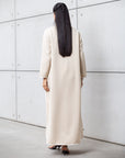 Structured Abaya in Ivory with White Detailing