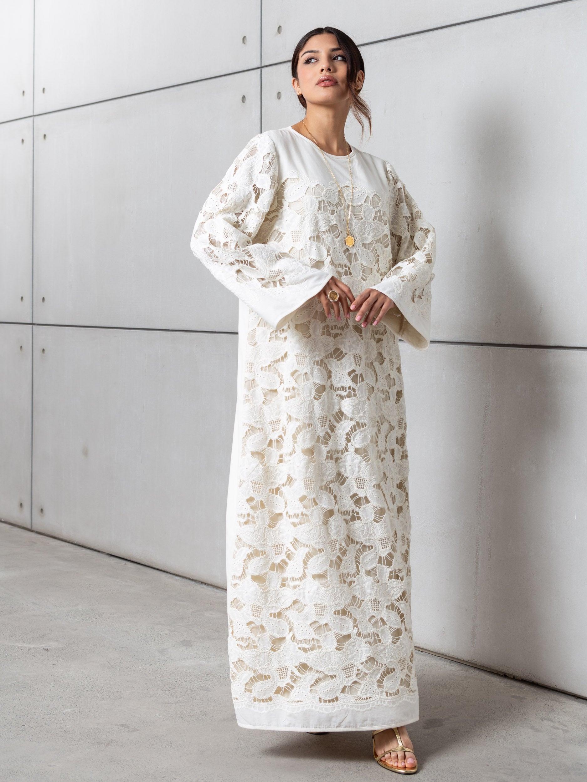 Lace Kaftan in Ivory RTW