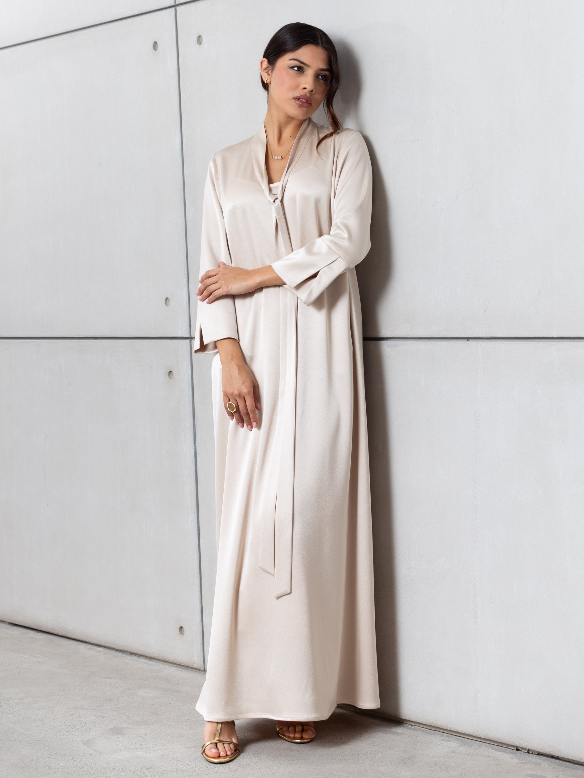 Drape Tie Kaftan in Ivory