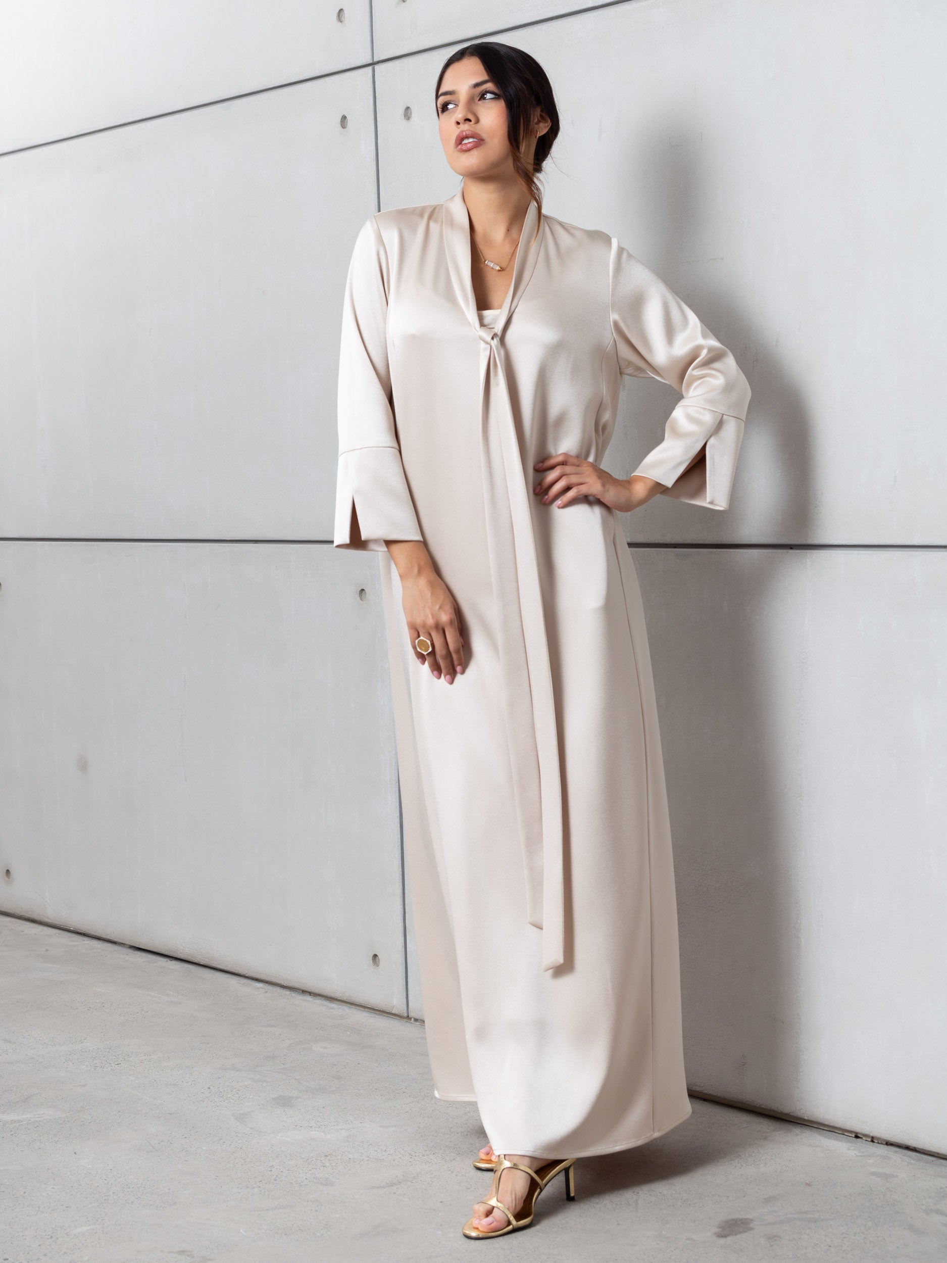 Drape Tie Kaftan in Ivory