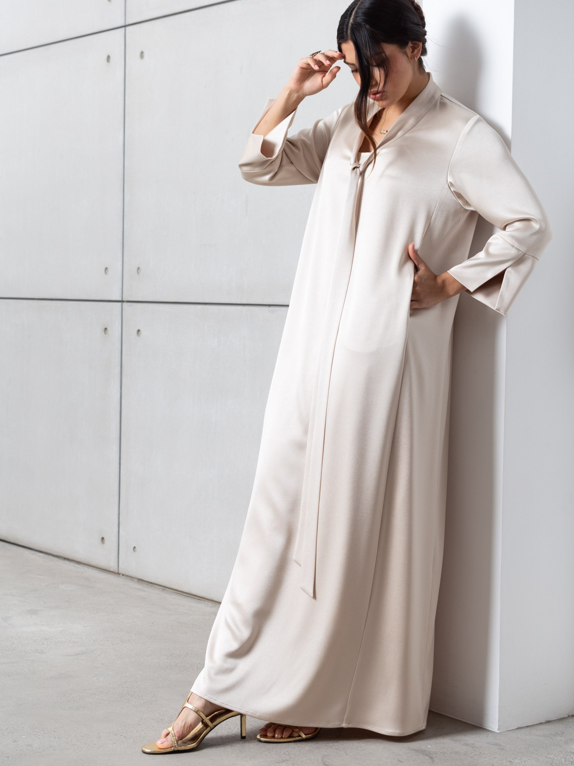 Drape Tie Kaftan in Ivory