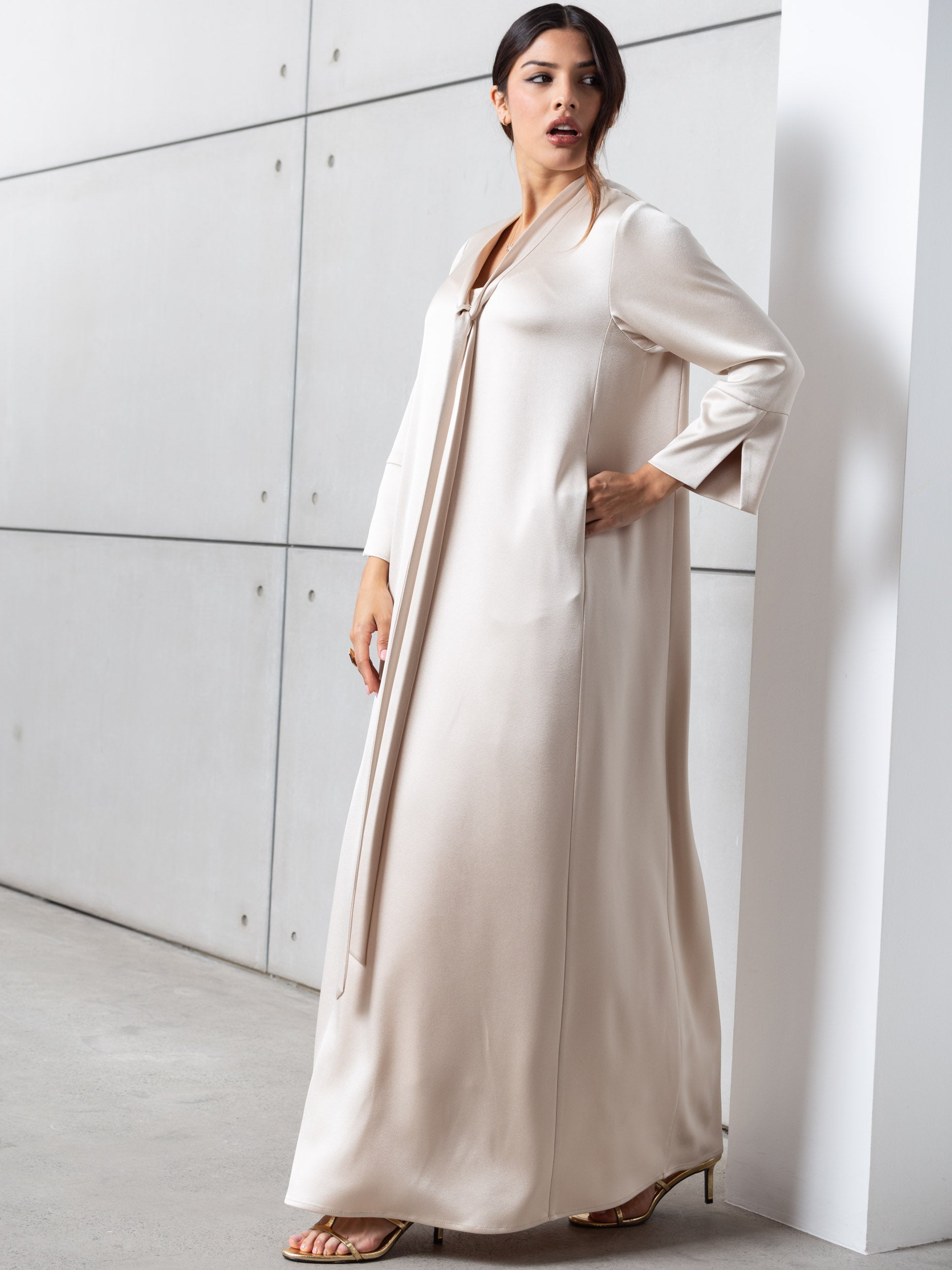 Drape Tie Kaftan in Ivory