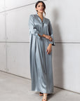 Drape Tie Kaftan in Steel Blue