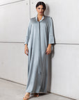 Drape Tie Kaftan in Steel Blue