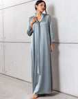 Drape Tie Kaftan in Steel Blue