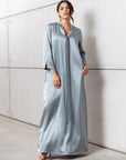 Drape Tie Kaftan in Steel Blue