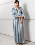 Drape Tie Kaftan in Steel Blue