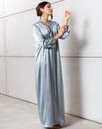 Drape Tie Kaftan in Steel Blue