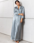 Drape Tie Kaftan in Steel Blue