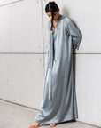 Drape Tie Kaftan in Steel Blue