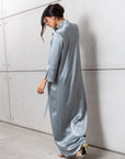 Drape Tie Kaftan in Steel Blue