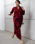 Drape Tie Kaftan in Deep Red RTW