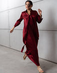 Drape Tie Kaftan in Deep Red RTW