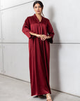 Drape Tie Kaftan in Deep Red RTW