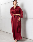 Drape Tie Kaftan in Deep Red RTW