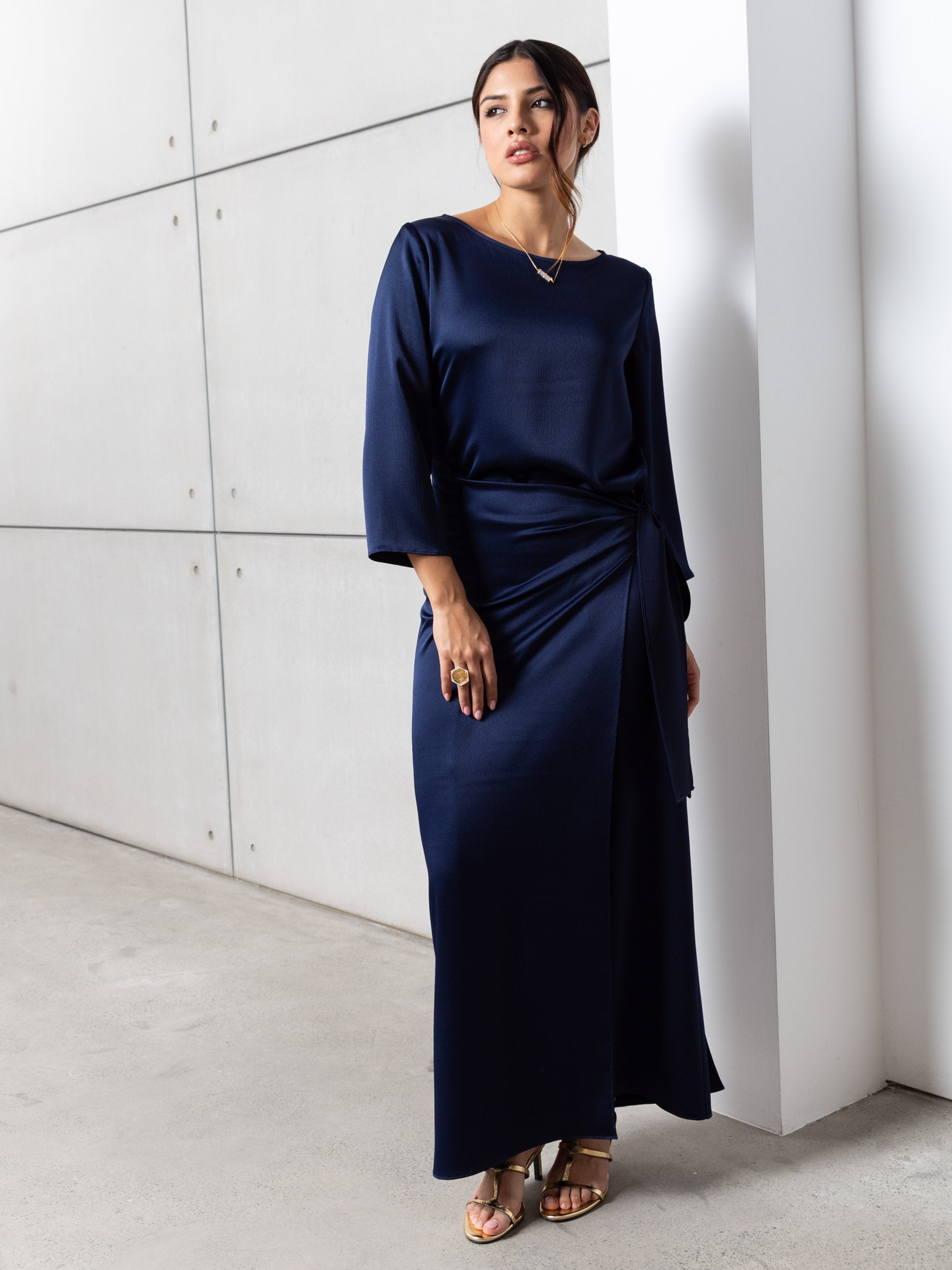 Wrap Dress in Polished Navy Blue