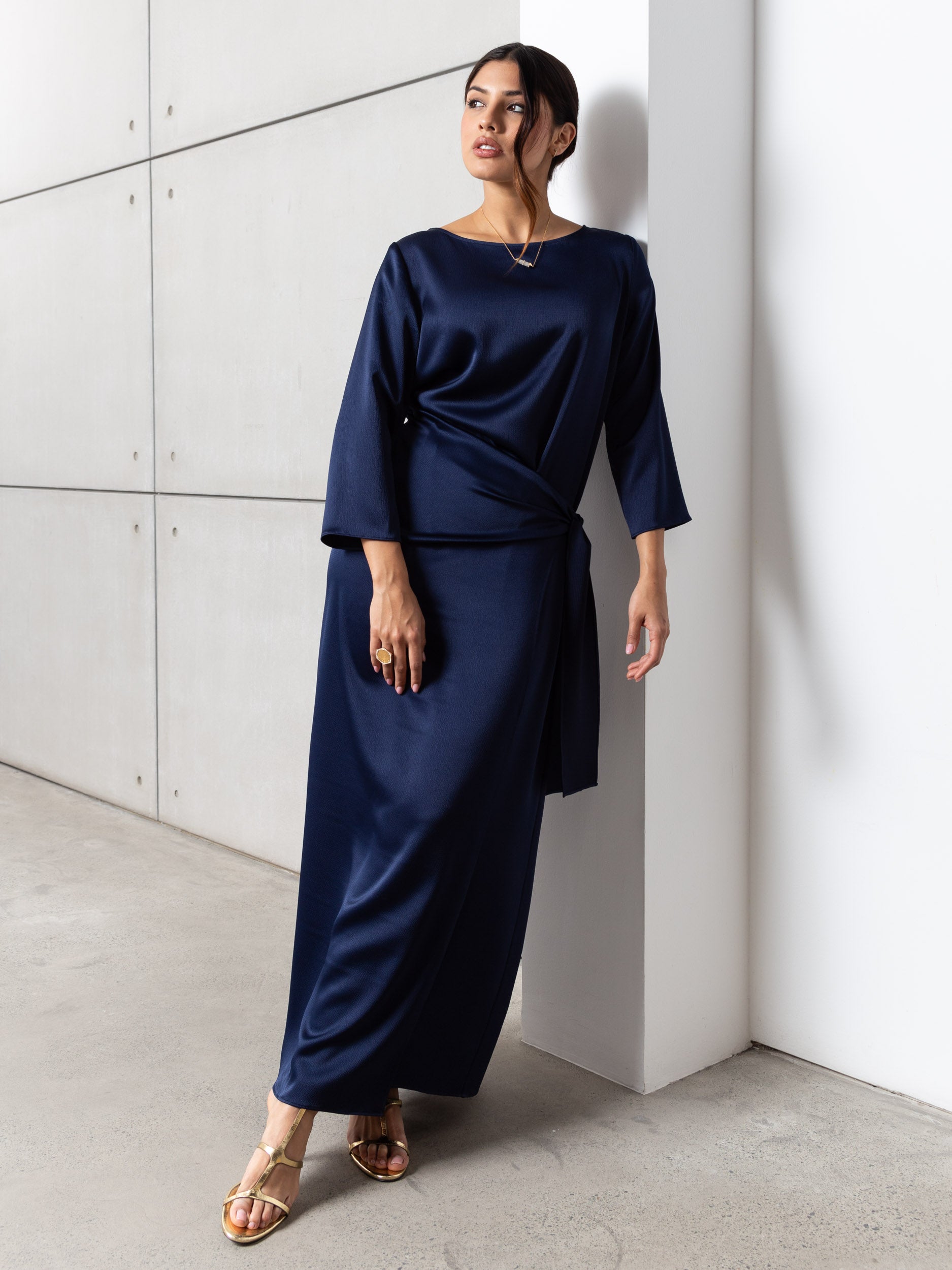 Wrap Dress in Polished Navy Blue