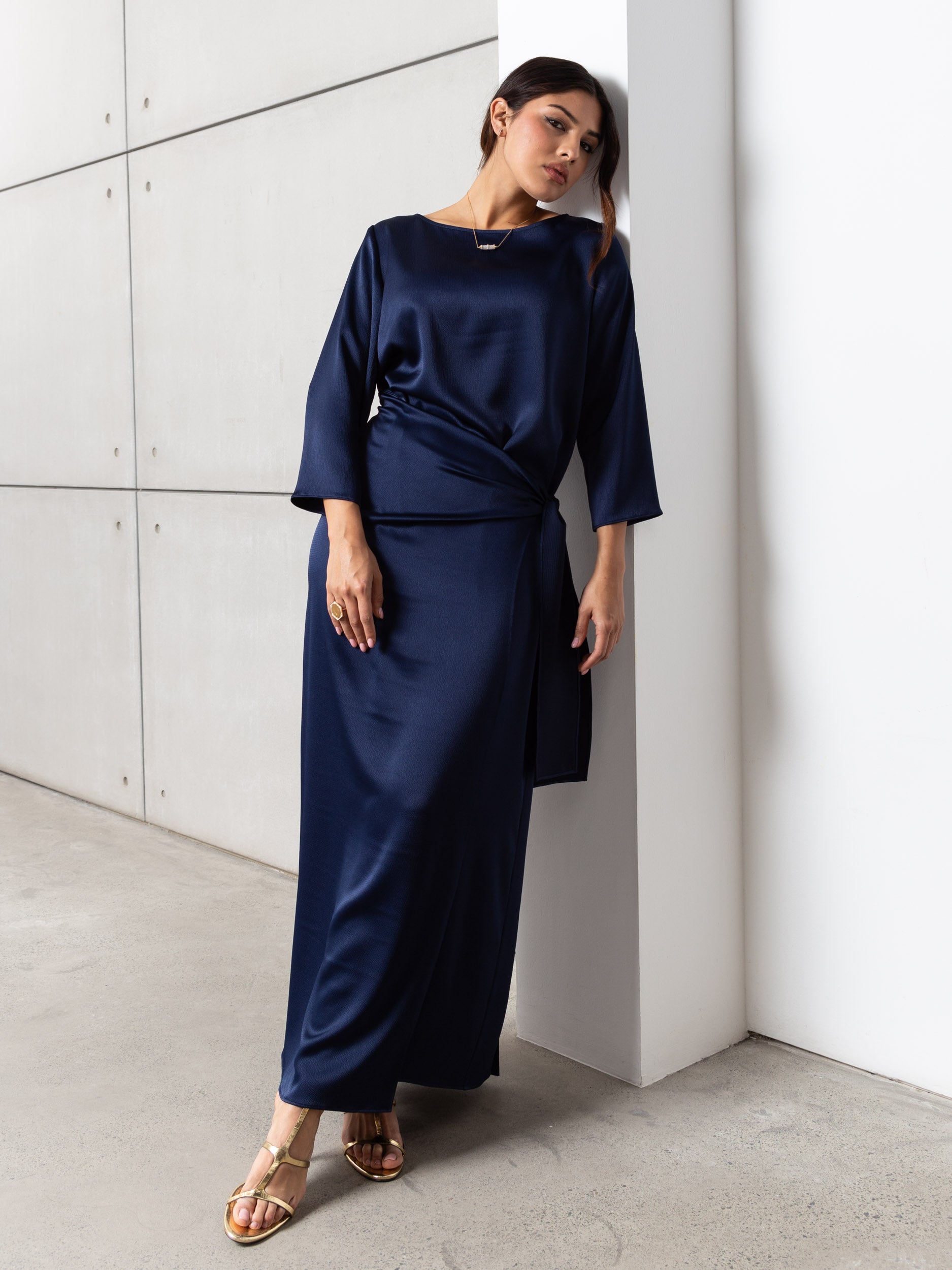 Wrap Dress in Polished Navy Blue