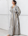 Striped Kaftan in Golden Neutrals