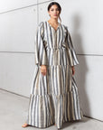 Striped Kaftan in Golden Neutrals