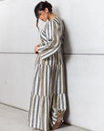 Striped Kaftan in Golden Neutrals