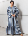 Striped Kaftan in Golden Blue