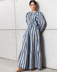 Striped Kaftan in Golden Blue