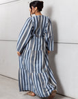 Striped Kaftan in Golden Blue