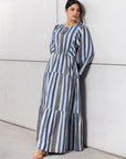 Striped Kaftan in Golden Blue