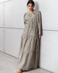 Striped Kaftan Dress in Golden Sand