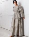 Striped Kaftan Dress in Golden Sand