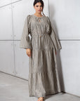 Striped Kaftan Dress in Golden Sand